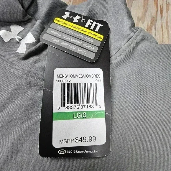UNDER ARMOUR COLDGEAR COMPRESSION MOCK LS SHIRT GRAY STYLE# 1000512 NWT LARGE - Picture 5 of 8